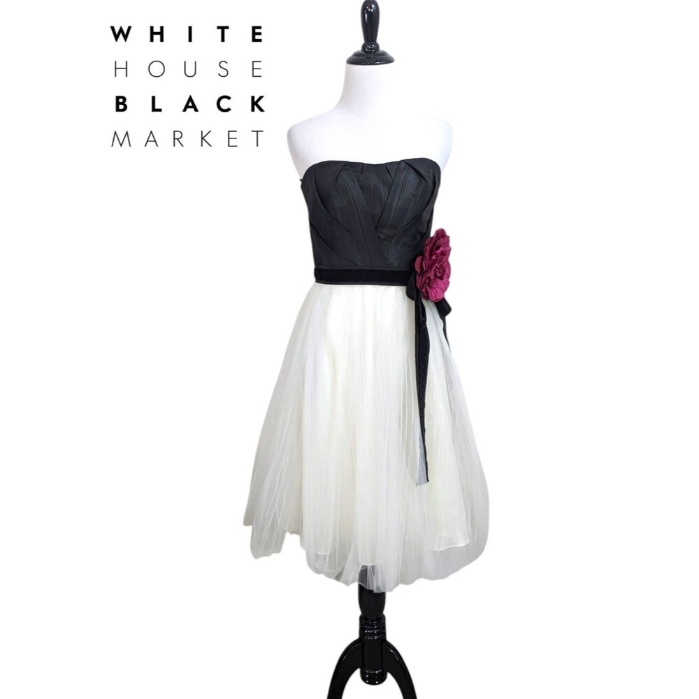 White House Black Market Fancy Party Dress - Black / White - Size 2 Womens